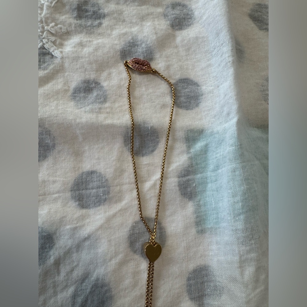 Elegant Gold pink lips slider bracelet Kate spade